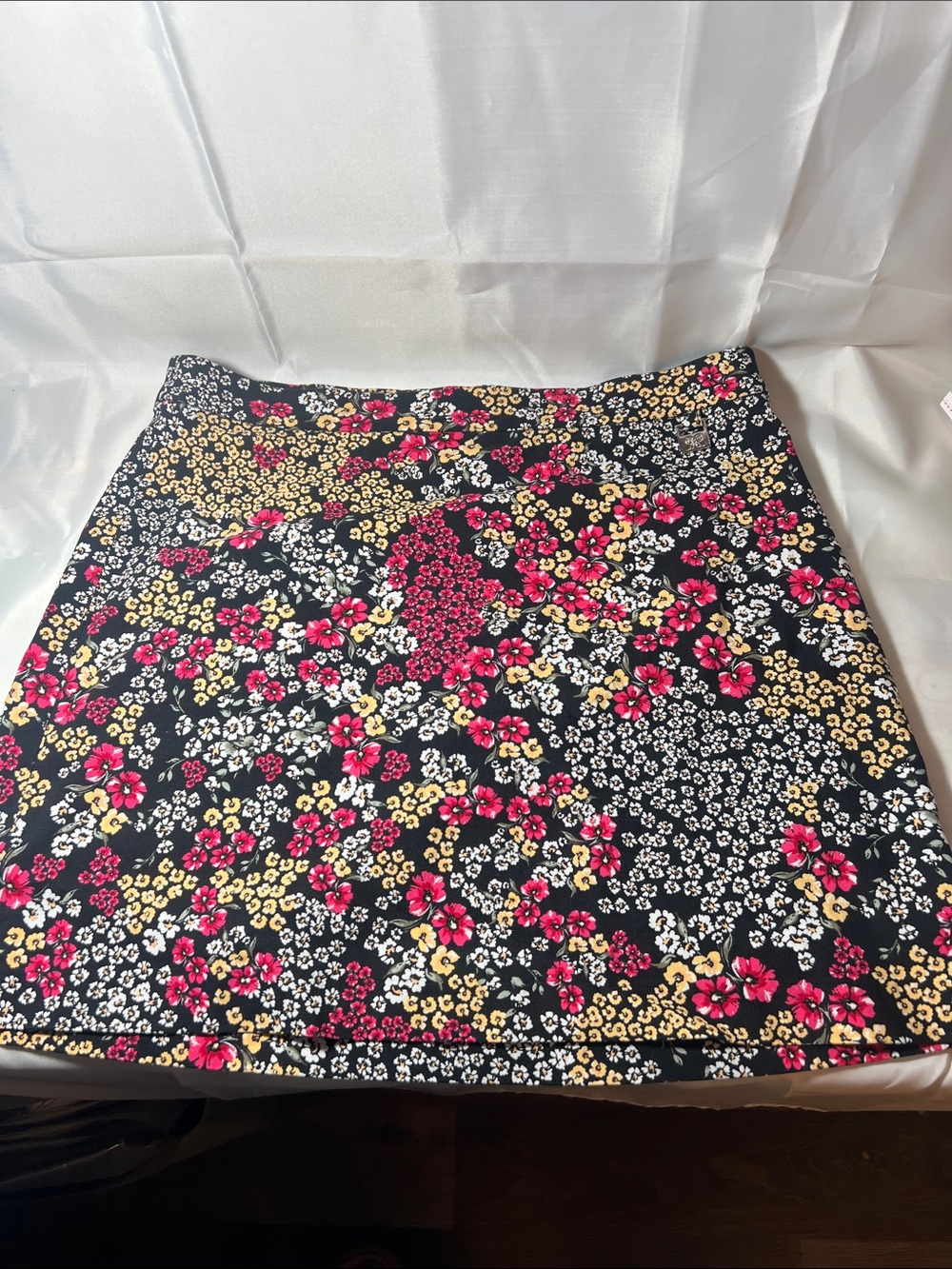 Rafaella Black Mini Skirt with Pink & Yellow Floral Print